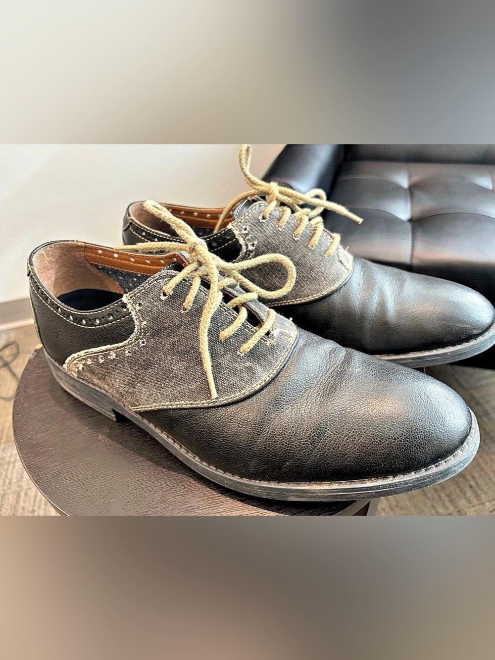 Clarks Delsin Ox Saddle Oxford Shoes - Men's
10.5 M - Black Leather / Gray Canva